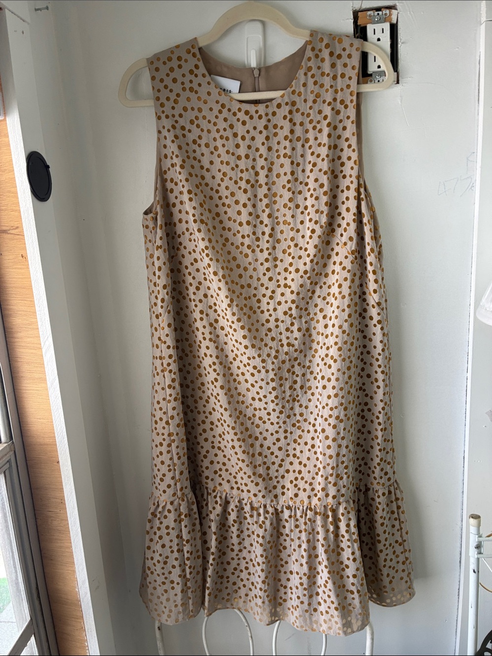 Akris Punto Beige Dress with Gold Polka Dots